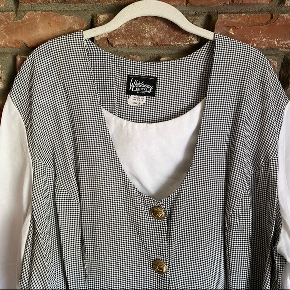 Whirlaway Frocks Gingham Button Up Blouse Vintage - Picture 2 of 11
